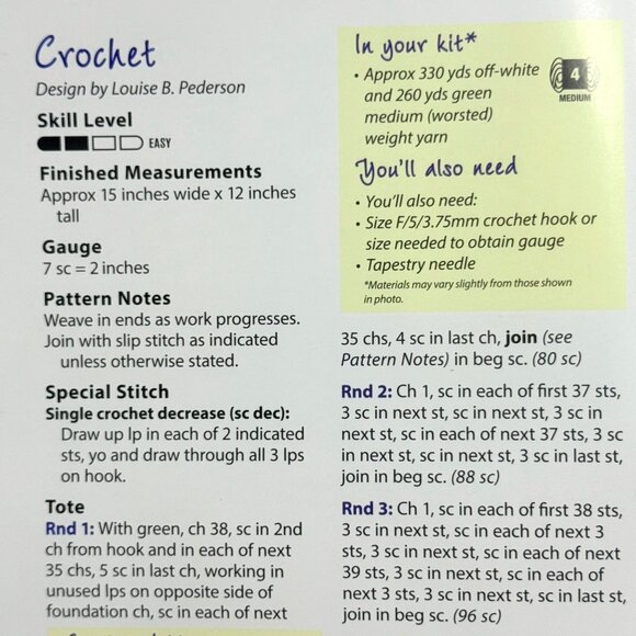 Annies Hook & Needle Kit Club Crochet Classic Tote Bag Kit - New - Picture 7 of 8